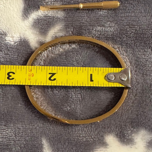 Gold-Tone Crystal Accent Women's Bangle Bracelet - Picture 8 of 9